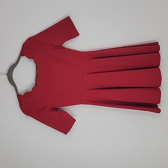 Lulu's tip the scallops red scalloped skater dress size xs - Picture 5 of 15